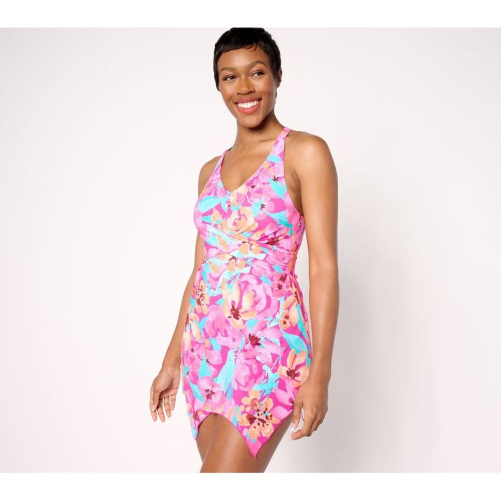 Gloria Vanderbilt Women's Swimsuit Sz 10 Denim & Co. Beach Multi-colored